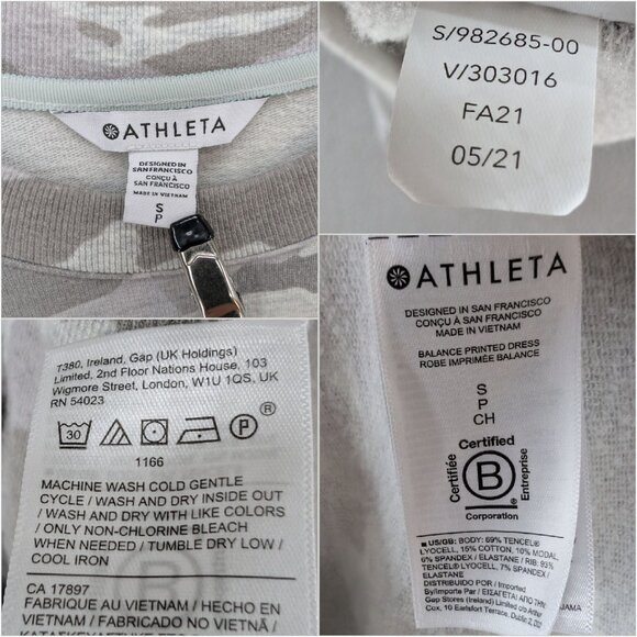 Athleta Balance Shirt Dress Grey Heather Camouflage Long Sleeve Pullover Size S - Picture 4 of 10